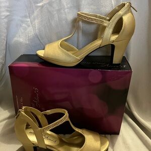Easy Street Gold Strappy Heels